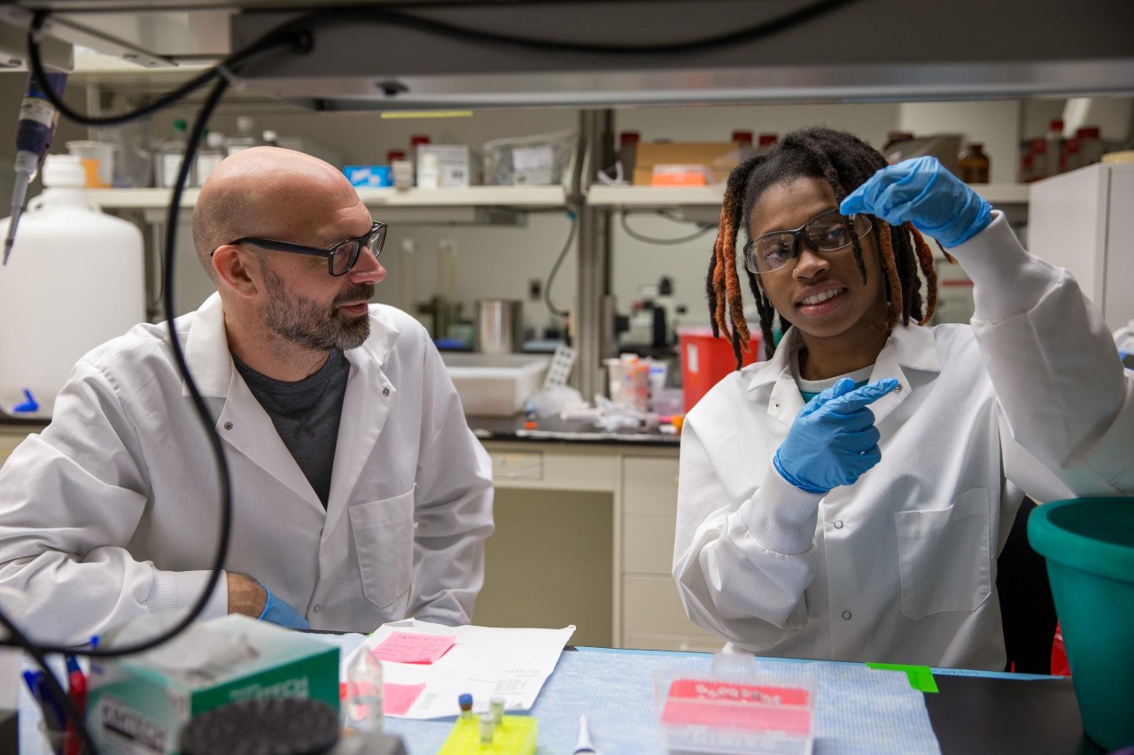 Sylmira Andrew is a first-gen student in the lab of Dr. Andrew Koesters in UC College of Medicine's Reading Road campus.